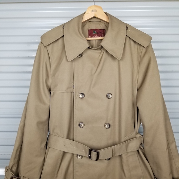 Nordstrom trench coat mens size 42 large unisex camel - Picture 2 of 10